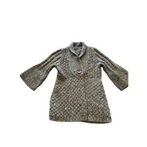 VTG 90s Anthropologie One Girl Who Women's XS Dark Grey Chunky Knit Cardigan